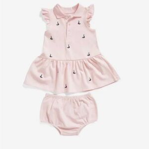 NWT Little Me Baby Girl Pink Polo Dress with Bloomers